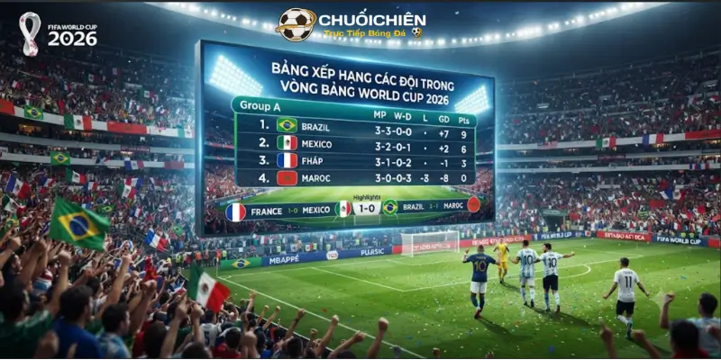Bảng xếp hạng các đội trong vòng bảng World Cup 2026