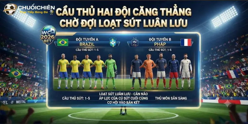 Cầu thủ hai đội căng thẳng chờ đợi loạt sút luân lưu